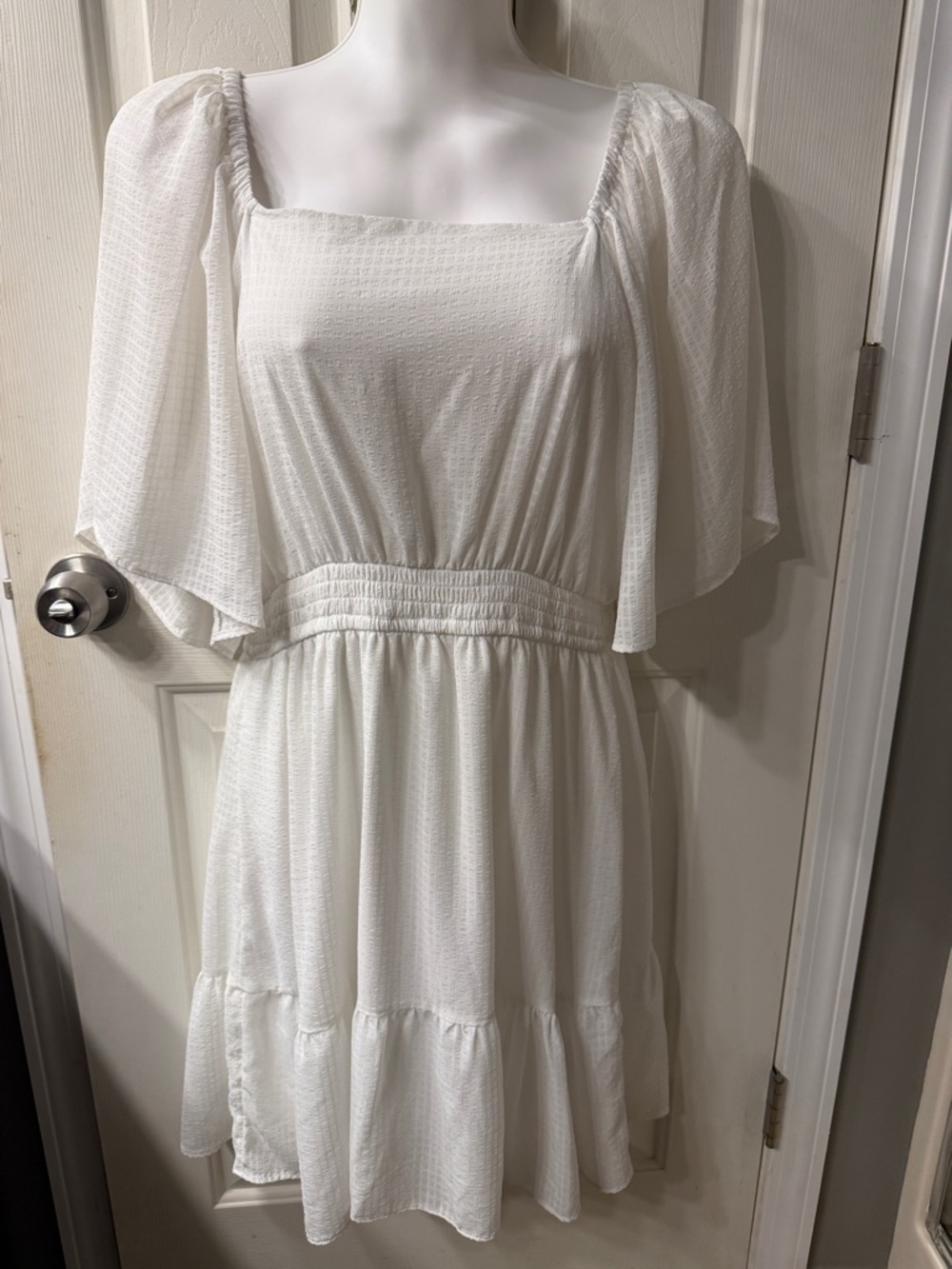 Maurices White Square-Neck Flutter Sleeve Midi Dress